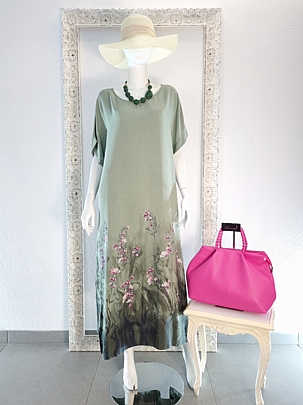 Χακί Φόρεμα με σχέδιο Λουλουδάκια
