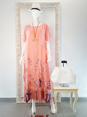 Κοραλί Φόρεμα με σχέδιο Λουλουδάκια